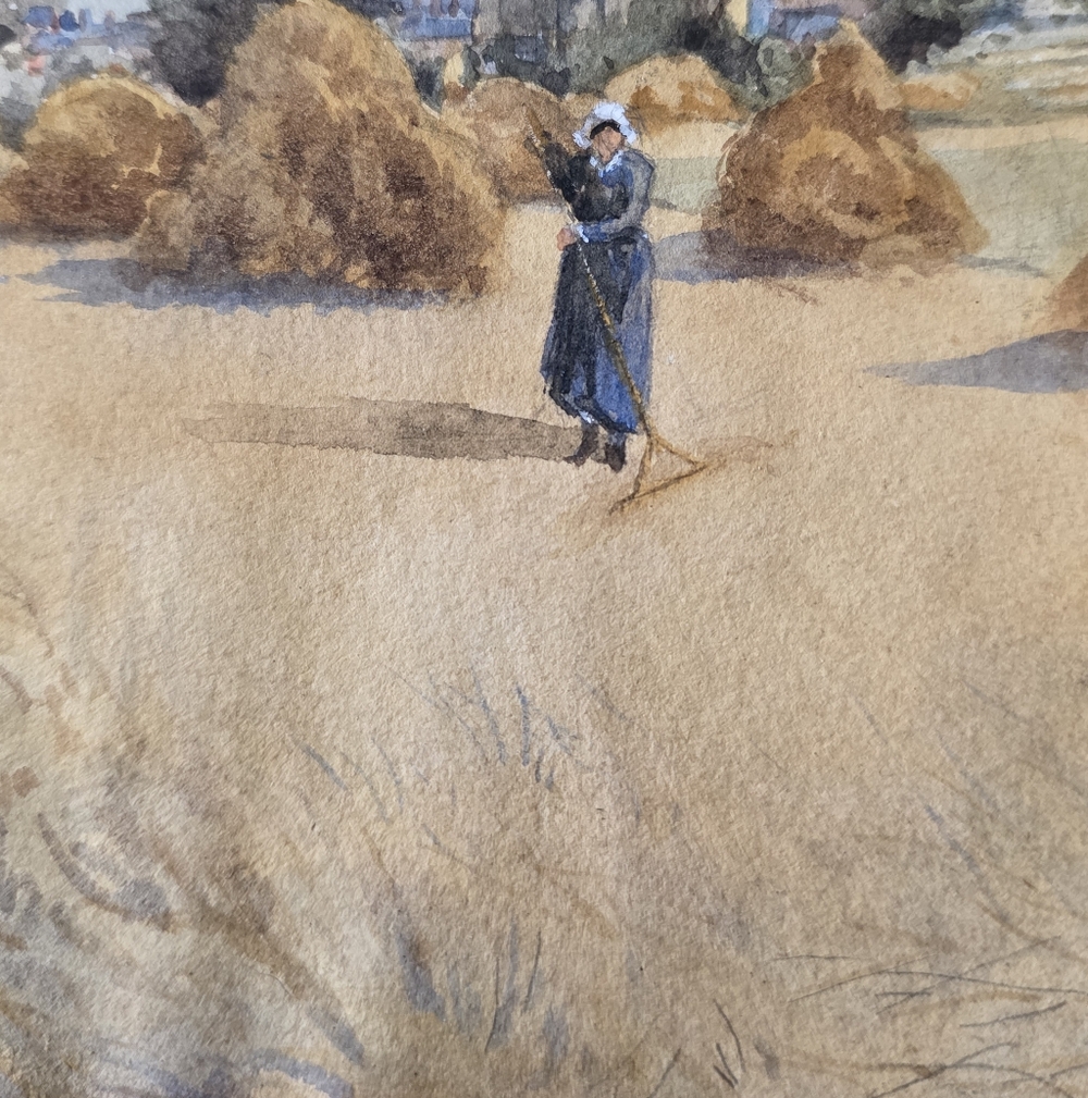 Antique Pastoral Scene Original Water Color Painting On Paper - Picture 6 of 7